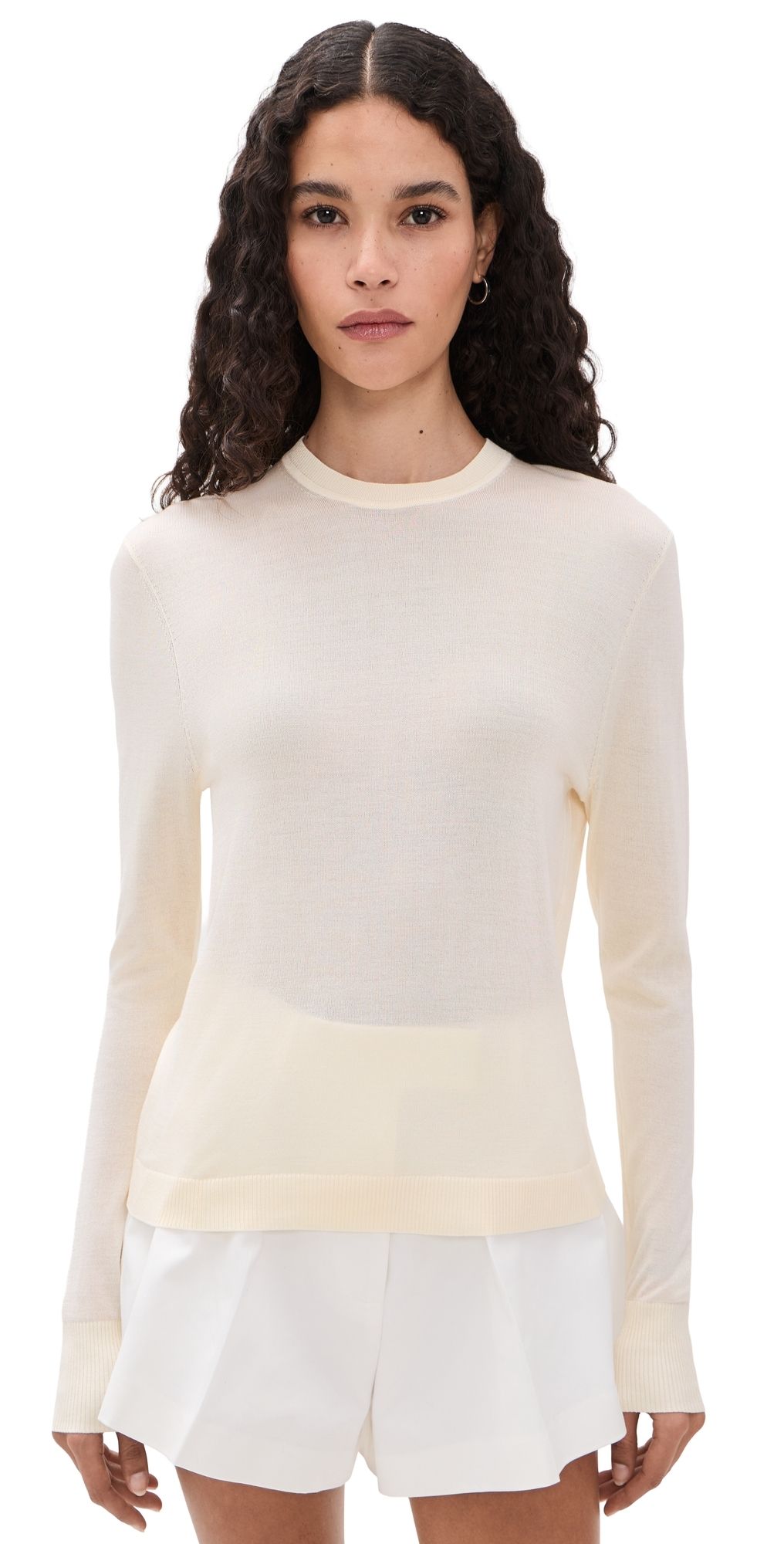 Renggli Silk Cashmere Blend Crew Neck Sweater Flat White L