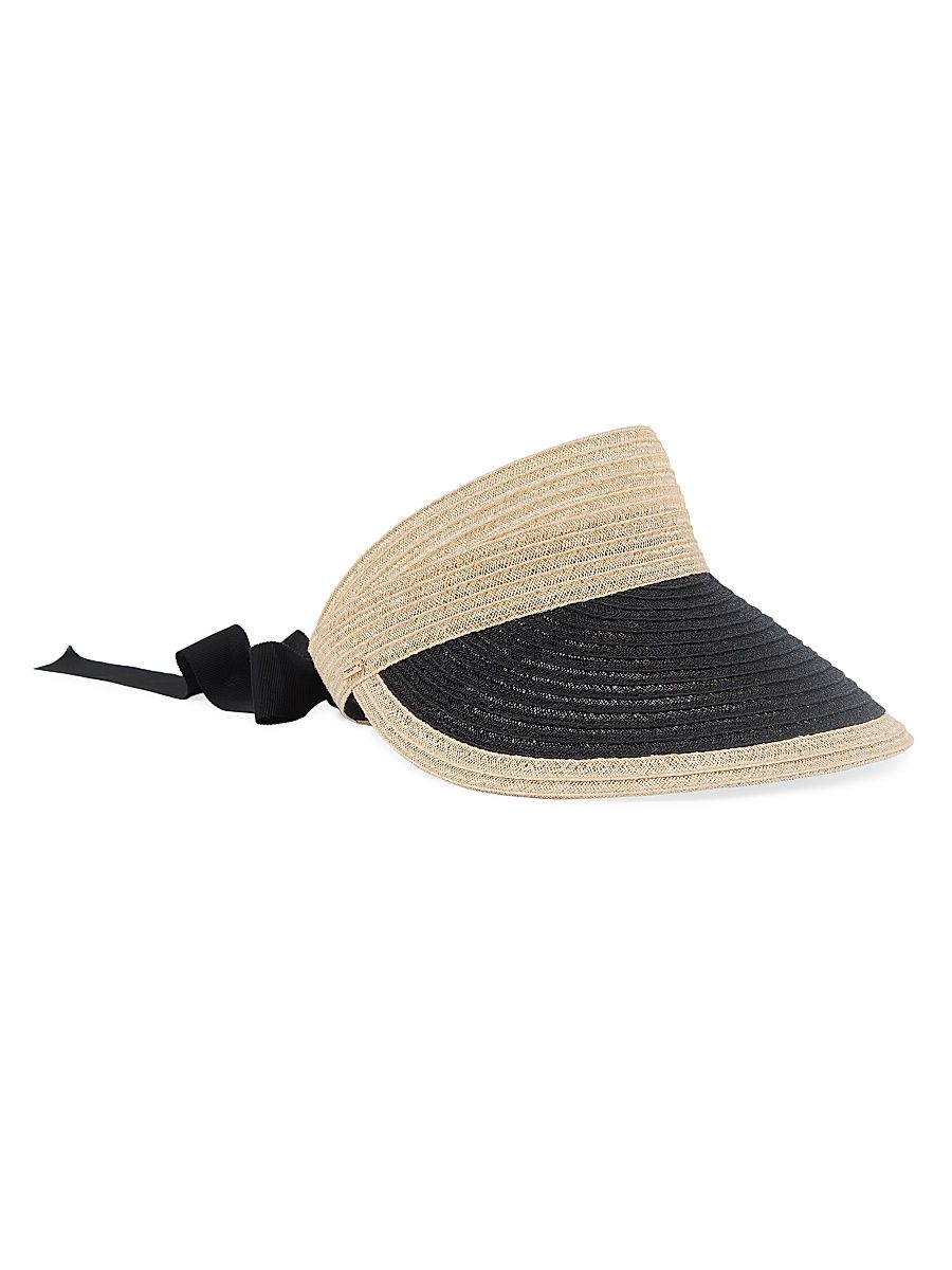 Women's Ricky Ribbon-Accented Hemp Visor - Natural Black
