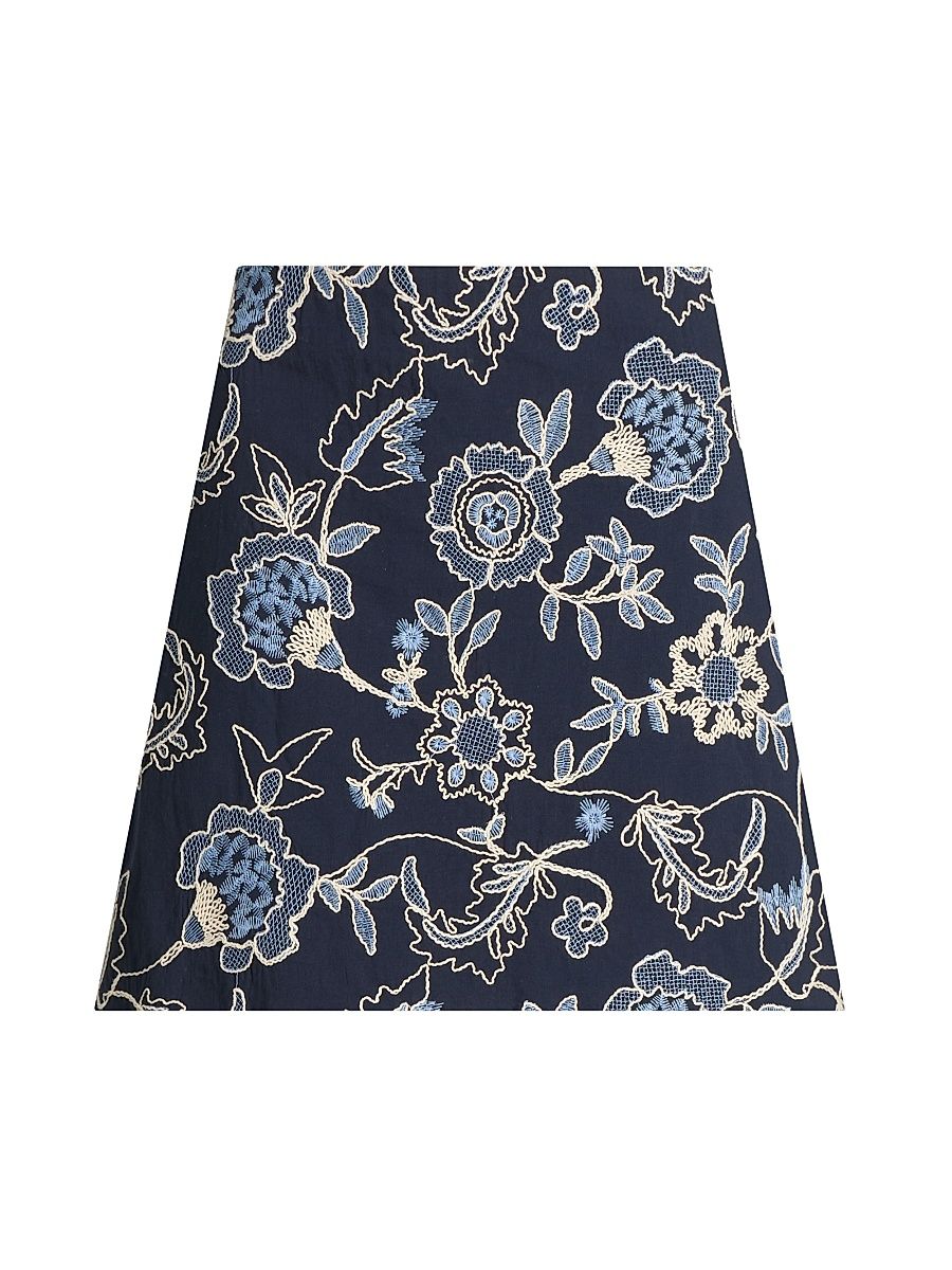 Women's Ari Embroidered Cotton Mini Skirt - Maritime Blue Multi - Size 14