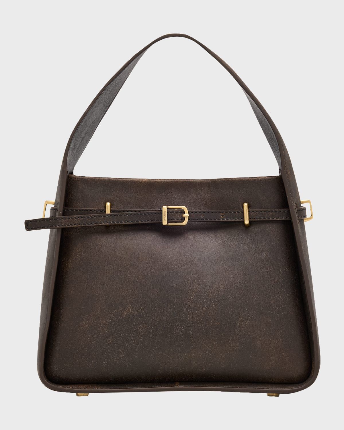 Cleo Small Distressed Leather Bucket Bag