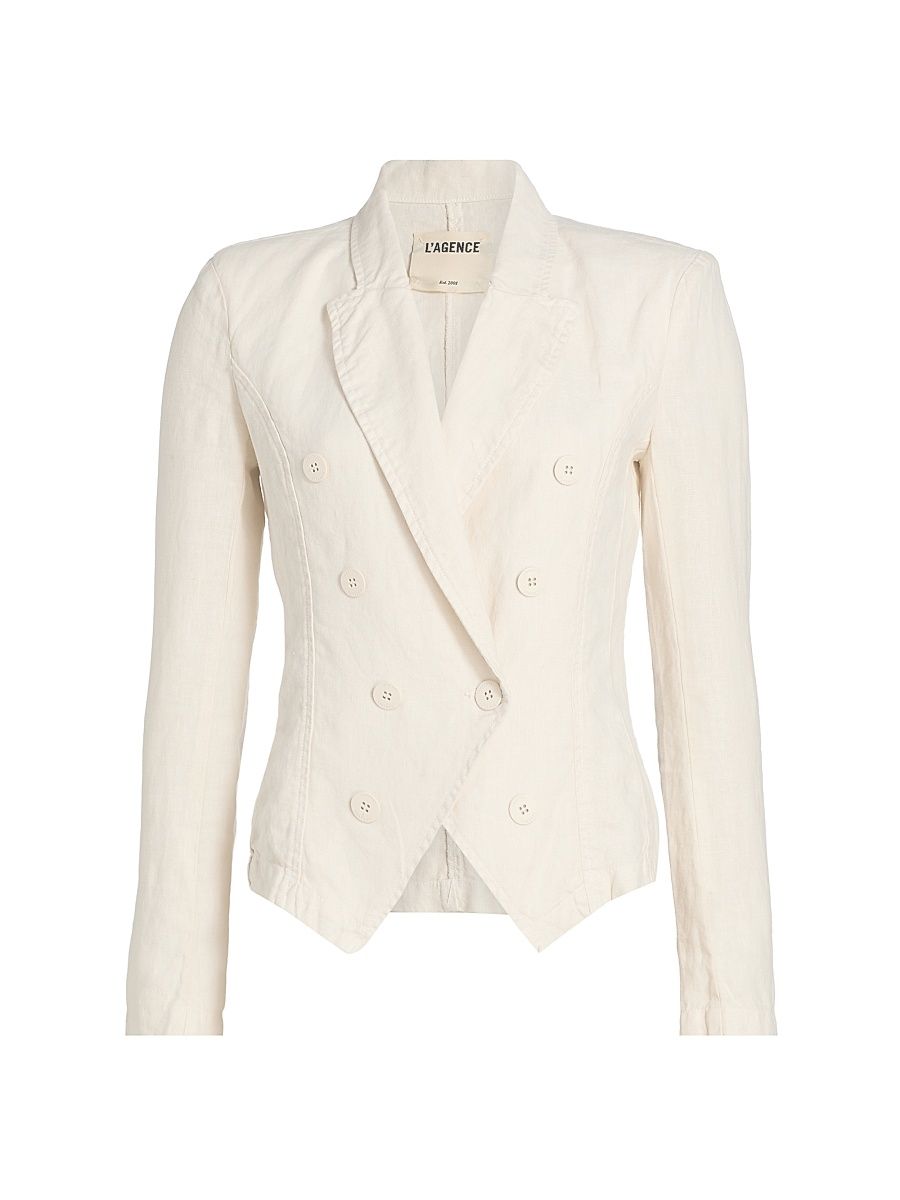 Women's Emerson Structured Linen Blazer - Vintage White - Size XL