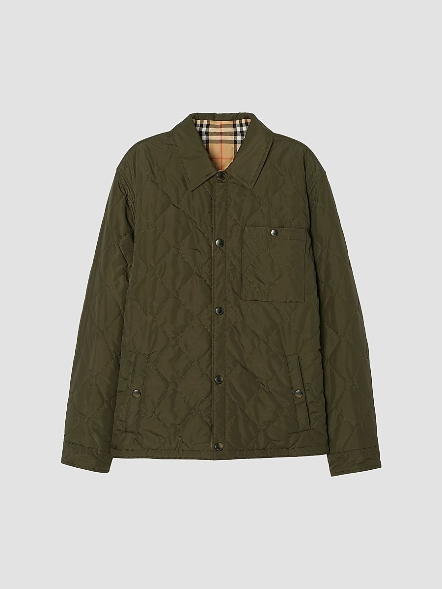 Burberry Men's Brighton Reversible Quilted Overshirt - Shale - Size XXL