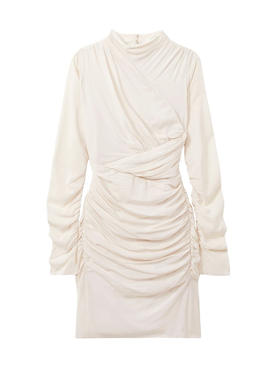 Women's Kitty Ruched Stretch Minidress - Pale Pink - Size 14