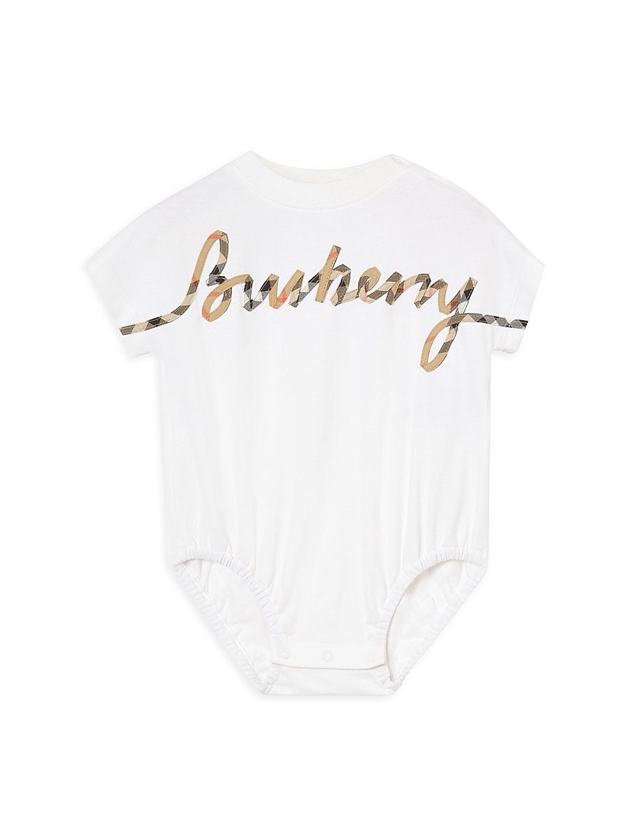 Baby's Logo Check Appliqué Bodysuit - White - Size 9 Months