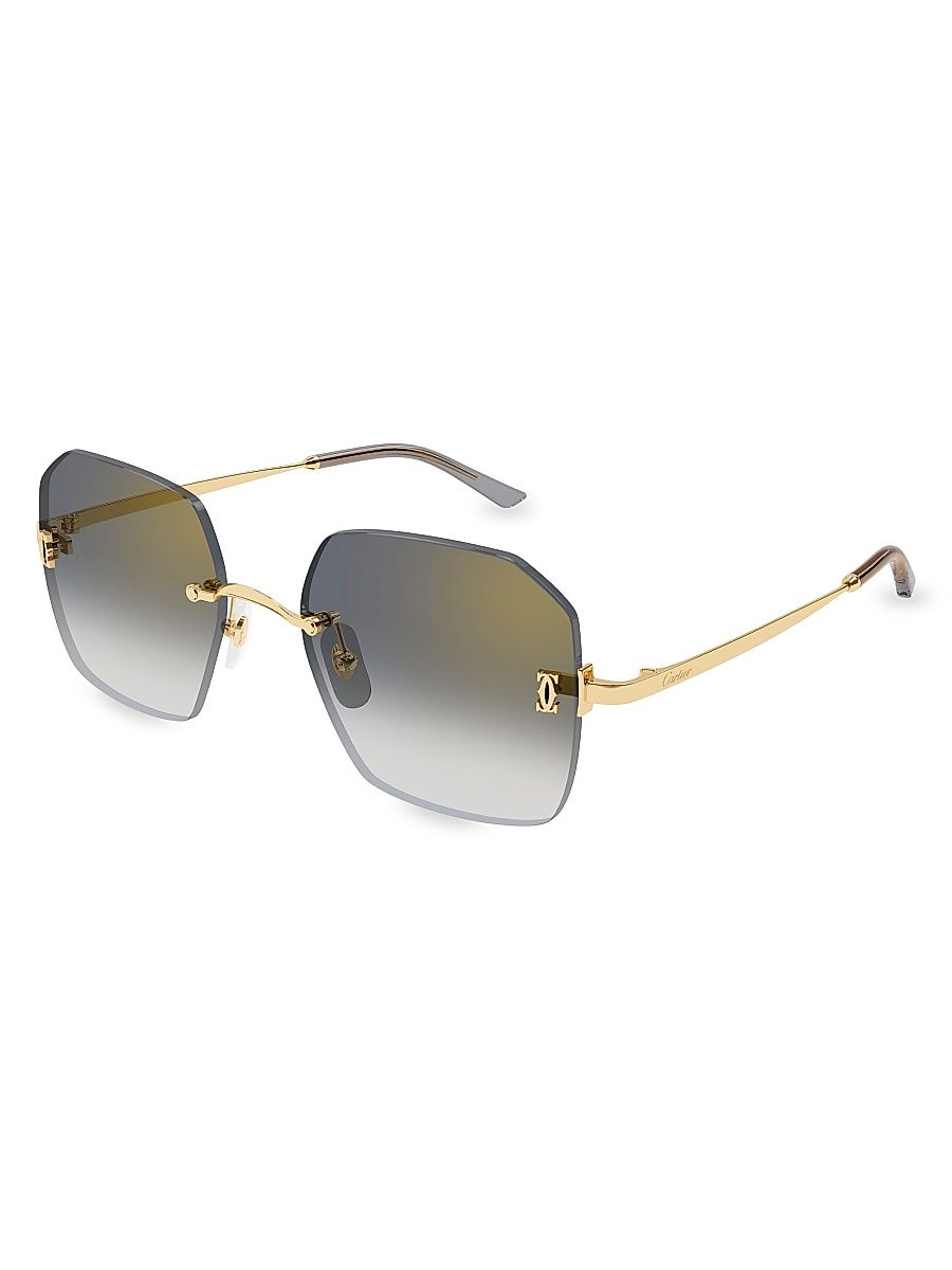 Women's Double C 55MM Geometrical Sunglasses - Gold Black
