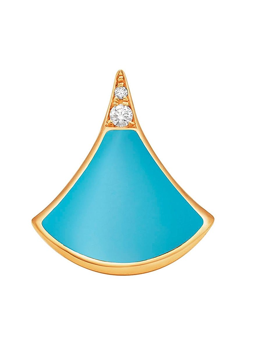 Women's Divas' Dream 18K Yellow Gold, Turquoise & 0.01 TCW Diamond Single Stud Earring - Turquoise