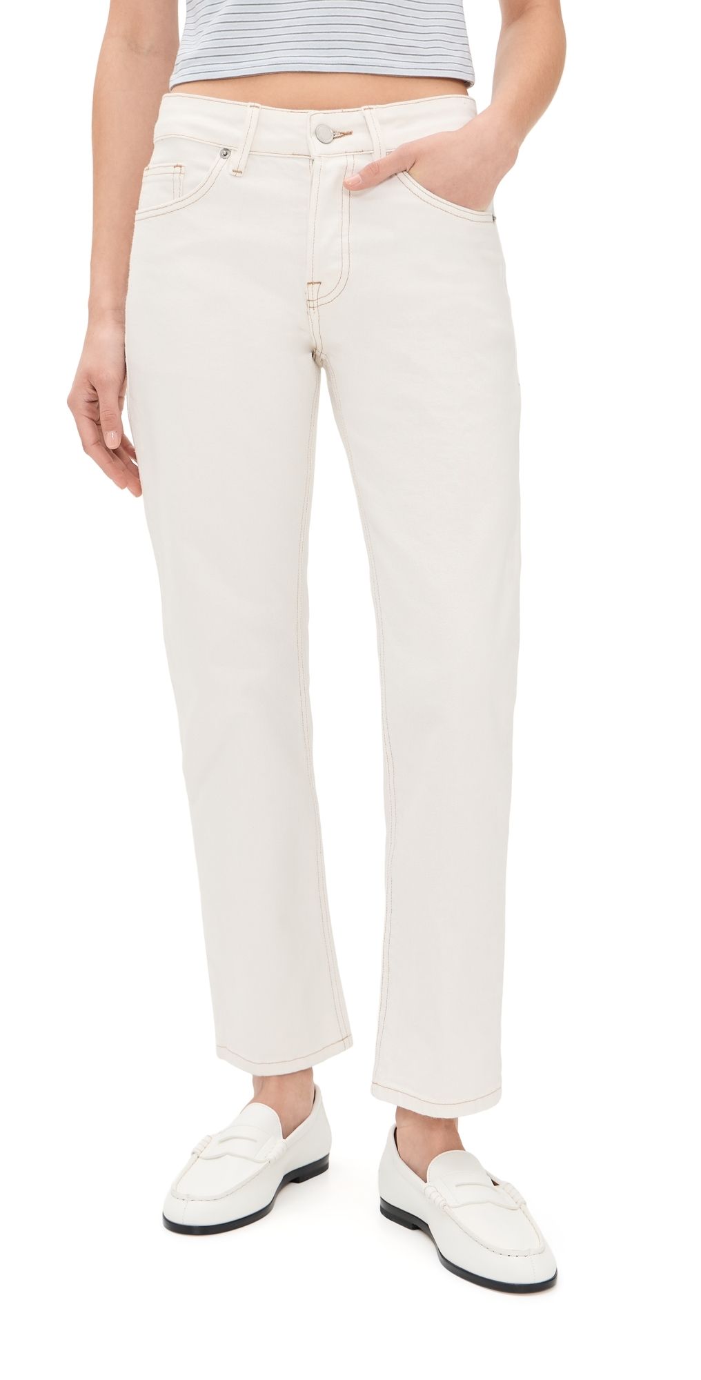 Good American Vintage Straight Ankle Jeans Ecru001 8