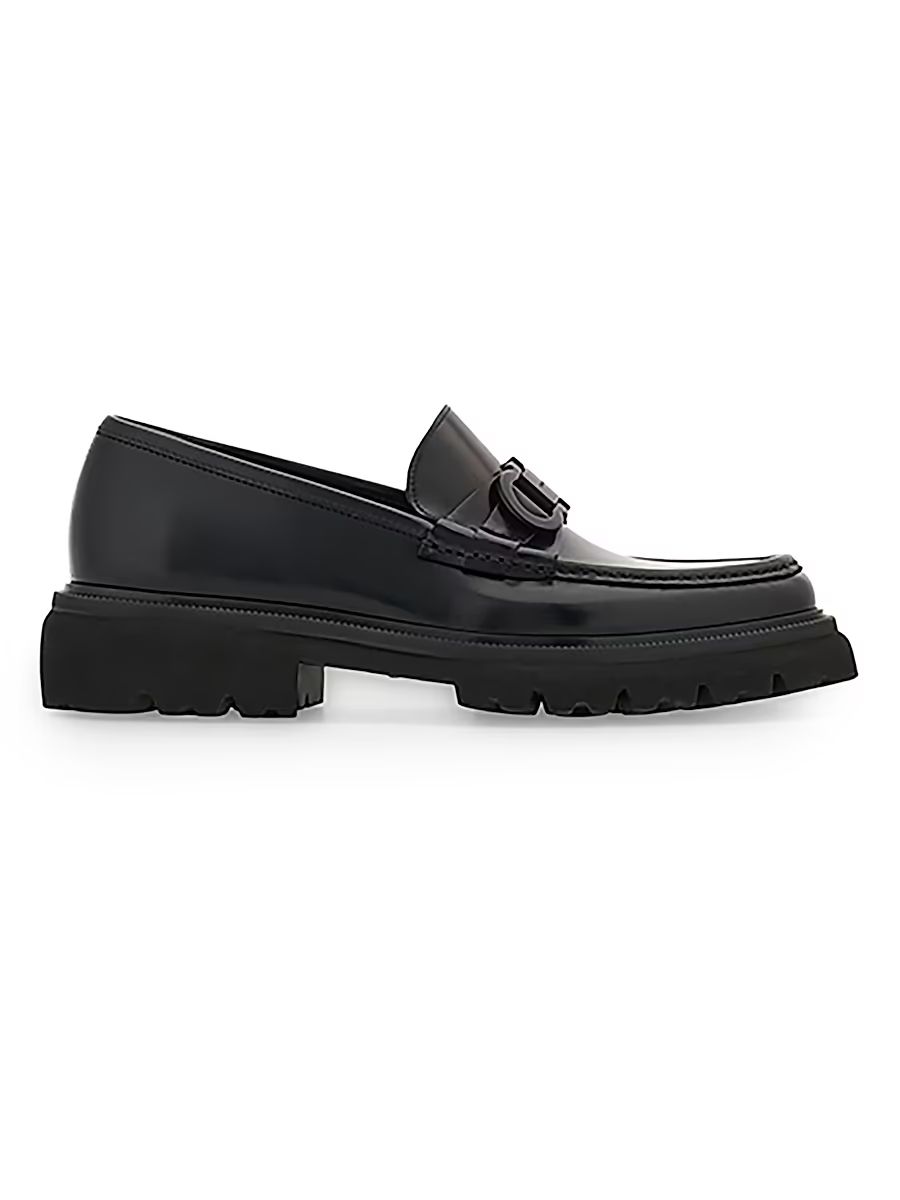 Men's Patent Leather Lug-Sole Loafers - Nero - Size 12