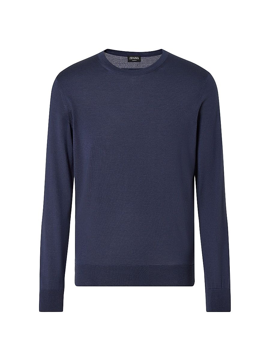 Men's Cashseta Crewneck Sweater - Dark Indigo Blue - Size 36