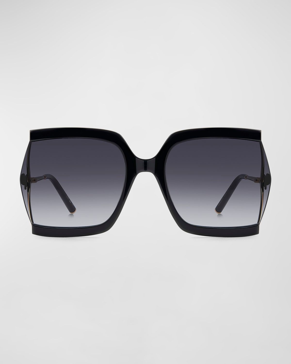 Crystal Bow Mixed-Media Square Sunglasses