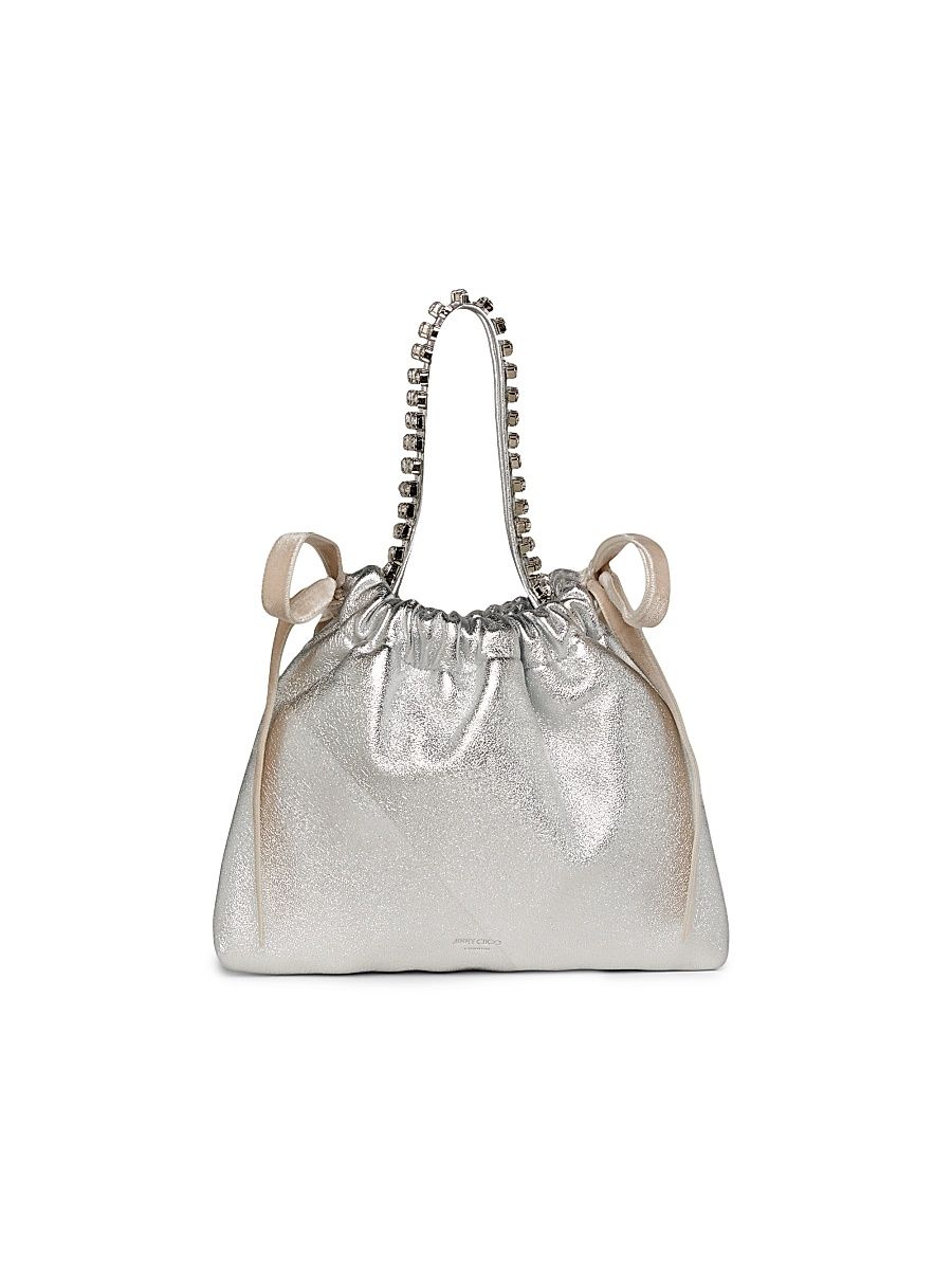 Women's Mini Metallic Leather Top Handle Bag - Silver Rose