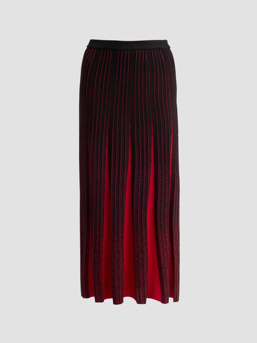 Ming Wang Women's Rib-Knit A-Line Skirt - Holiday Black - Size XL