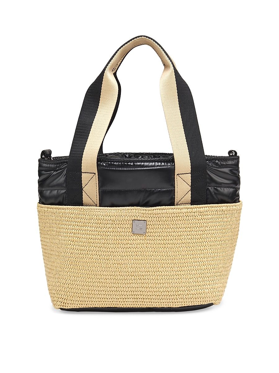 Women's Highline Raffia Top-Zip Tote Bag - Dune Raffia Black