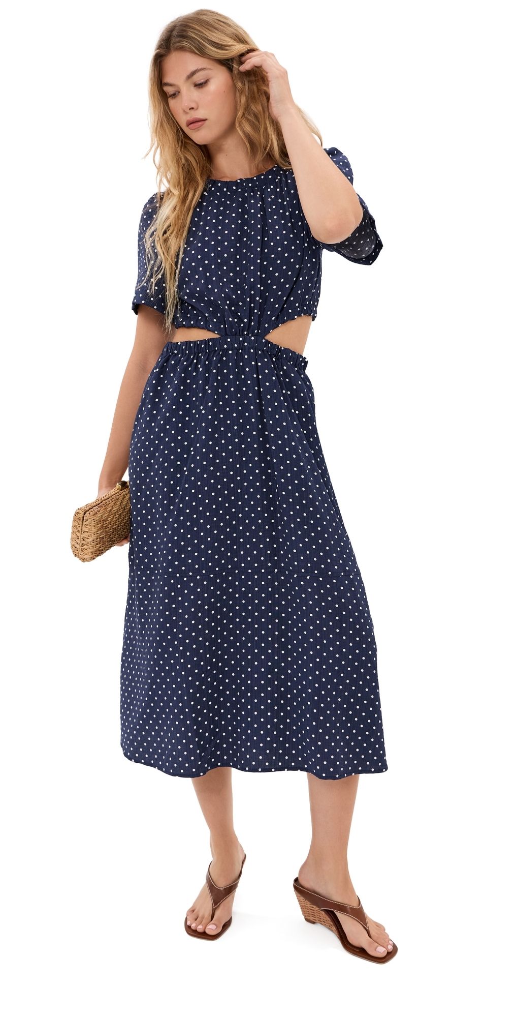 Madelynne Cypress Dress Navy Polka Dot XXL