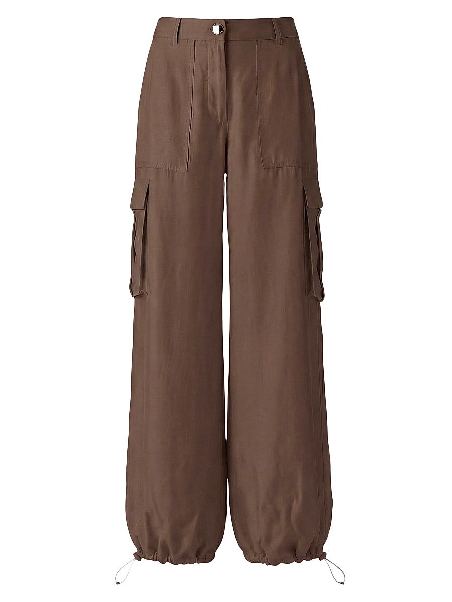 Women's James Wide-Leg Cargo Pants - Coffee - Size 12