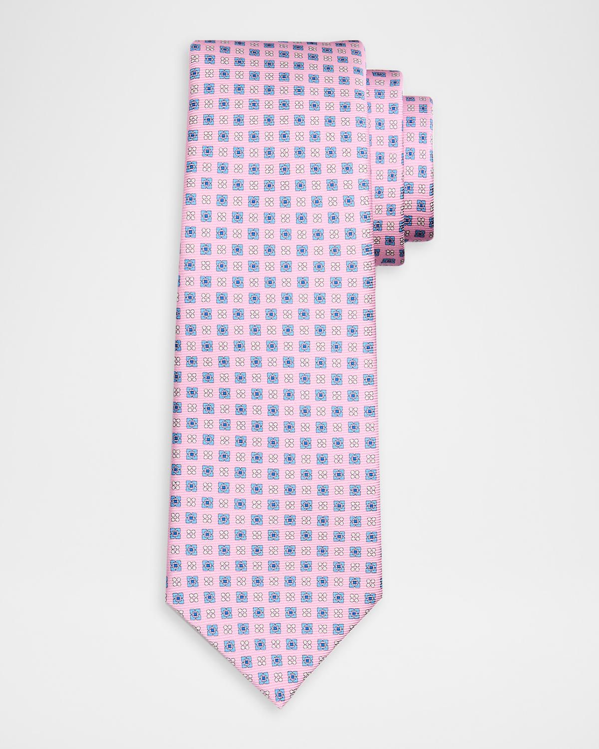 Men & apos;s Geometric Floral Silk 7-Fold Tie