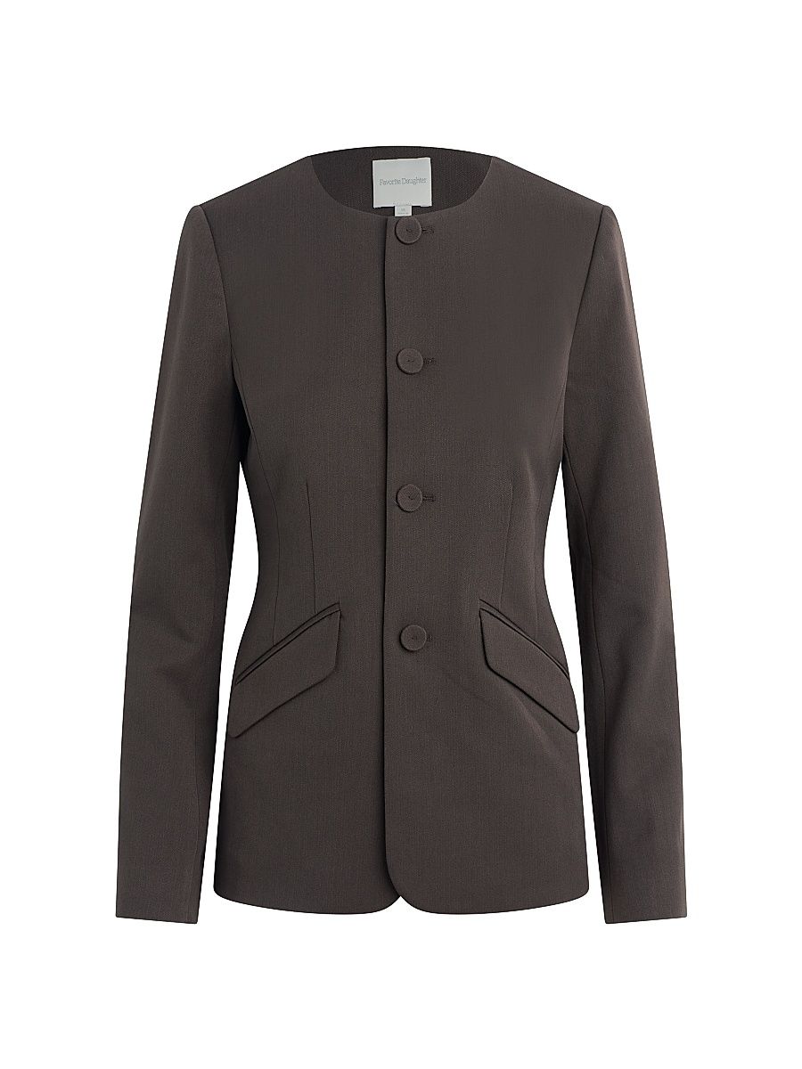 Women's The Victoria Collarless Jacket - Coffee - Size XS