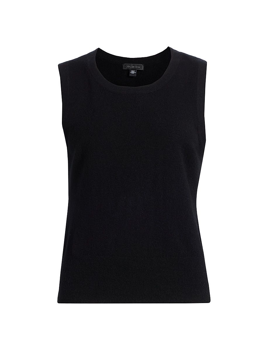 Women's Rib-Knit Cashmere Sleeveless Sweater - Black - Size XL