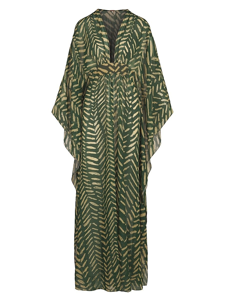 Women's Playa Grande Secret Garden Printed Maxi Dress - Military Green Lime - Size 6
