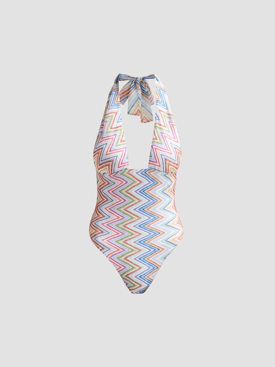 Missoni Women's Chevron Halterneck One-Piece Swimsuit - Multicolor - Size 8