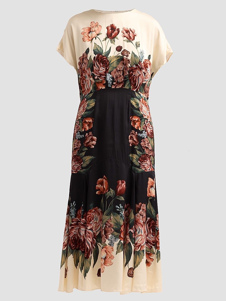 Farm Rio Women's Winter Floral Midi Dress - Light Beige - Size XL