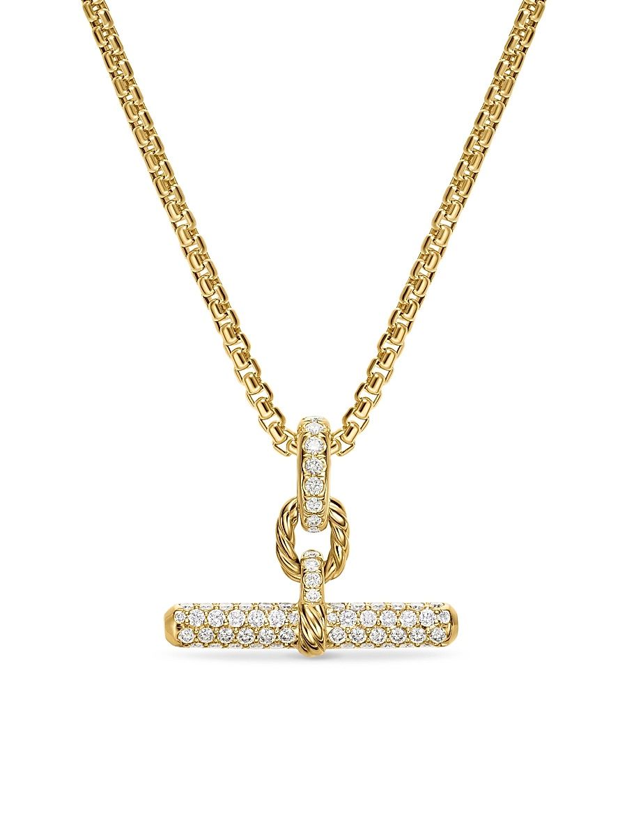 Women's DY Madison Toggle Pendant in 18K Yellow Gold with Diamonds, 20.2MM - Diamond