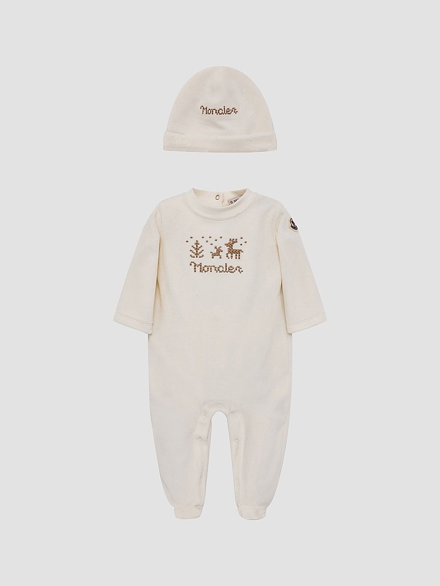 Baby's Set in Cotton - Light Beige - Size 12 Months