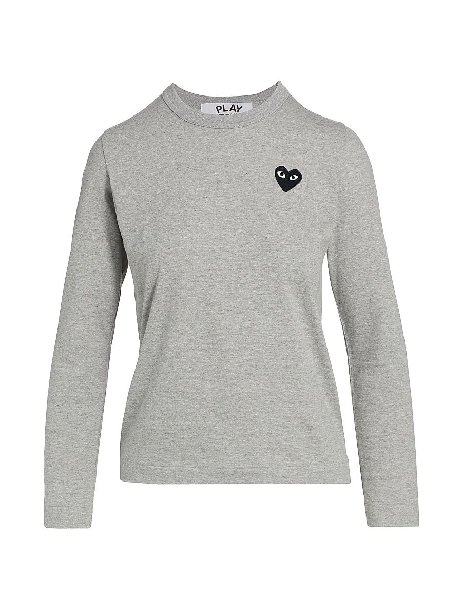 Women's Heart Long-Sleeve T-Shirt - Grey - Size XL