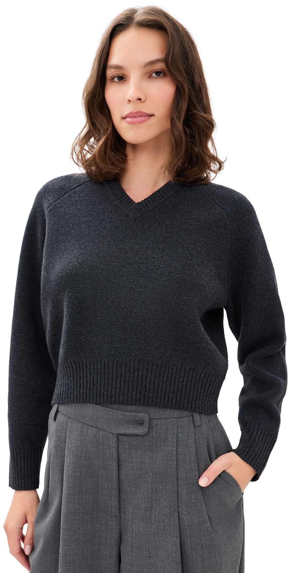 A. EMERY Diot Knit Pullover Charcoal Melange L