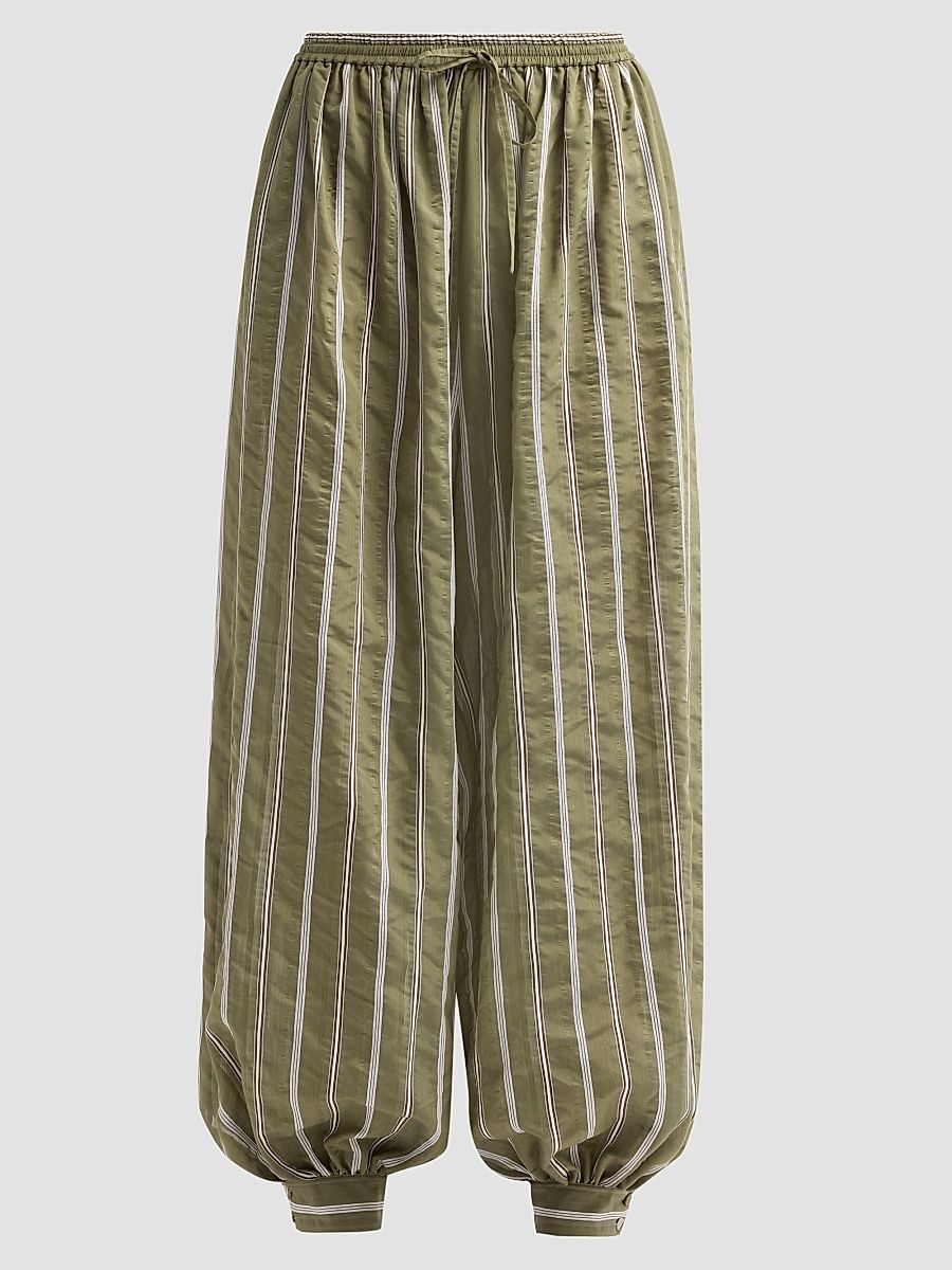 Women's Sullivan Striped Parachute Pants - Olive Noir - Size XL