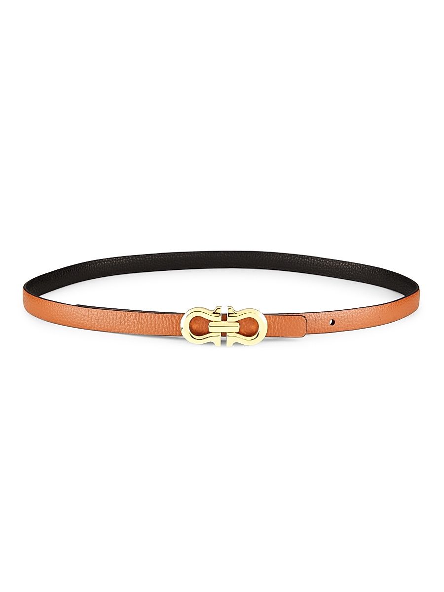 Women's Gancio Contour 15MM Leather Belt - New Cognac Nero - Size XL
