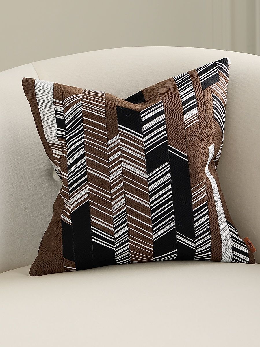 Rafia Goose Feather Square Cushion - Brown