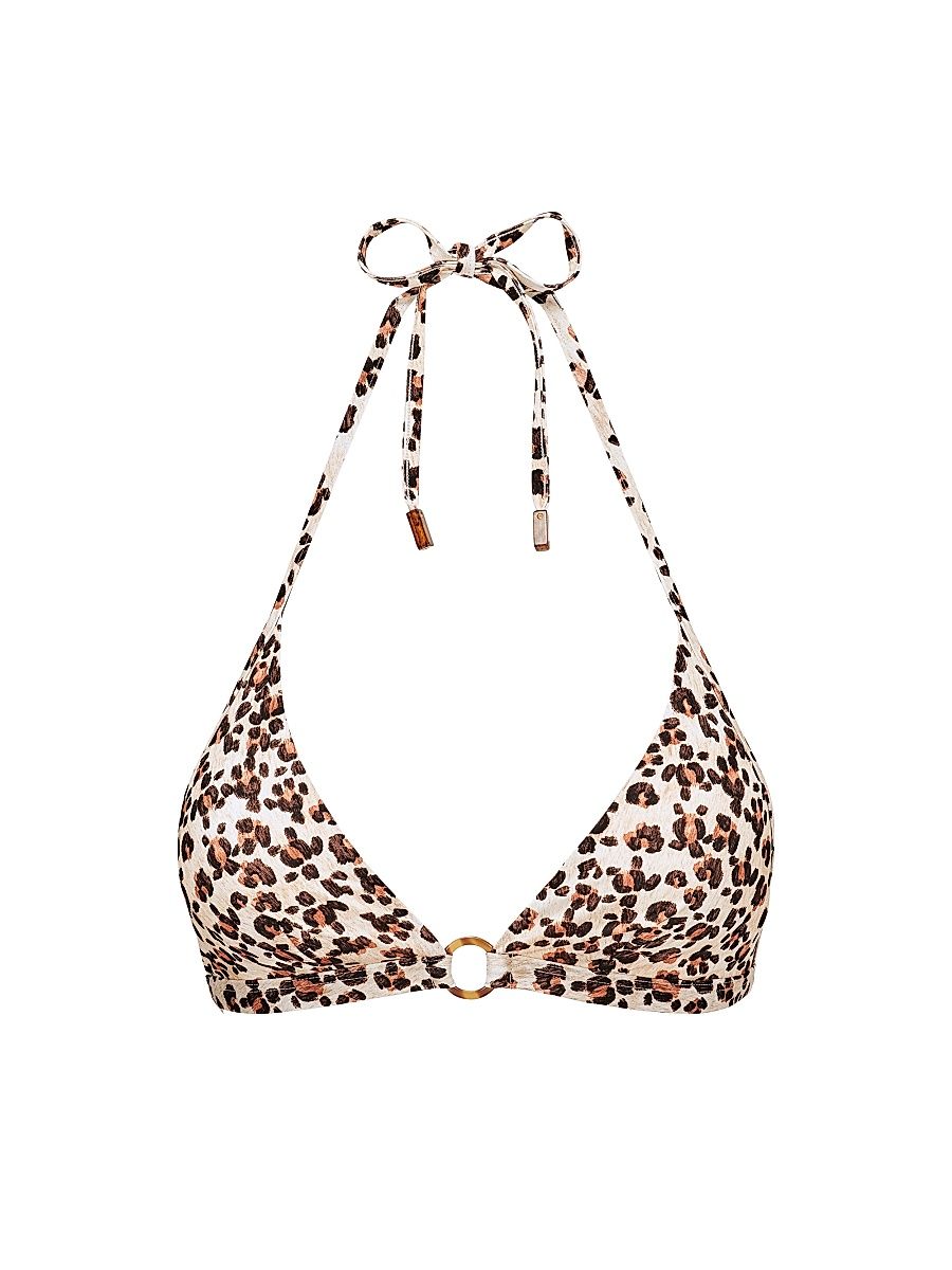 Women's Turtles Leopard String Bikini Top - Paille - Size Small