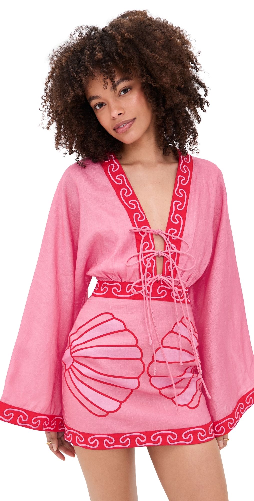 The Wolf Gang Concha Long Sleeve Mini Dress Candy Shell L