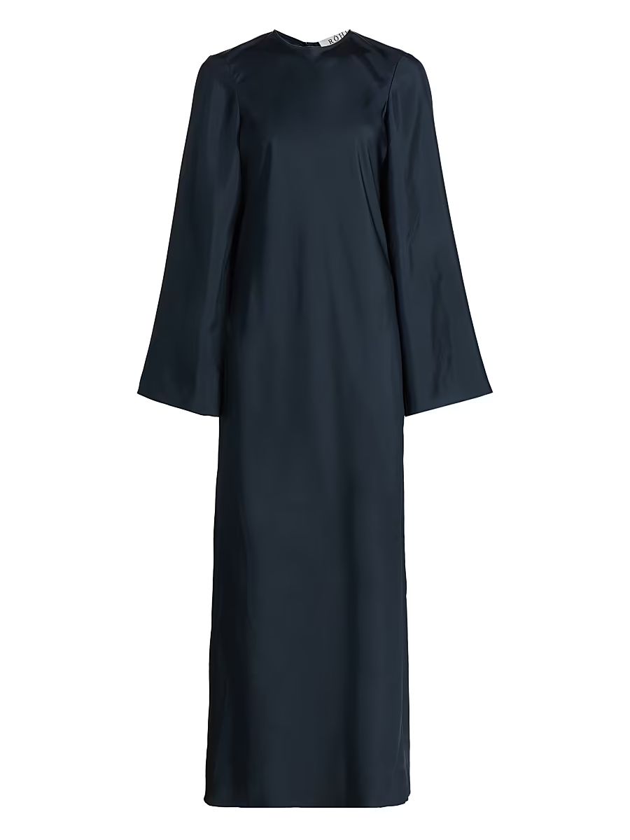 Women's Minimal Wide-Sleeved Silk Dress - Storm - Size 10