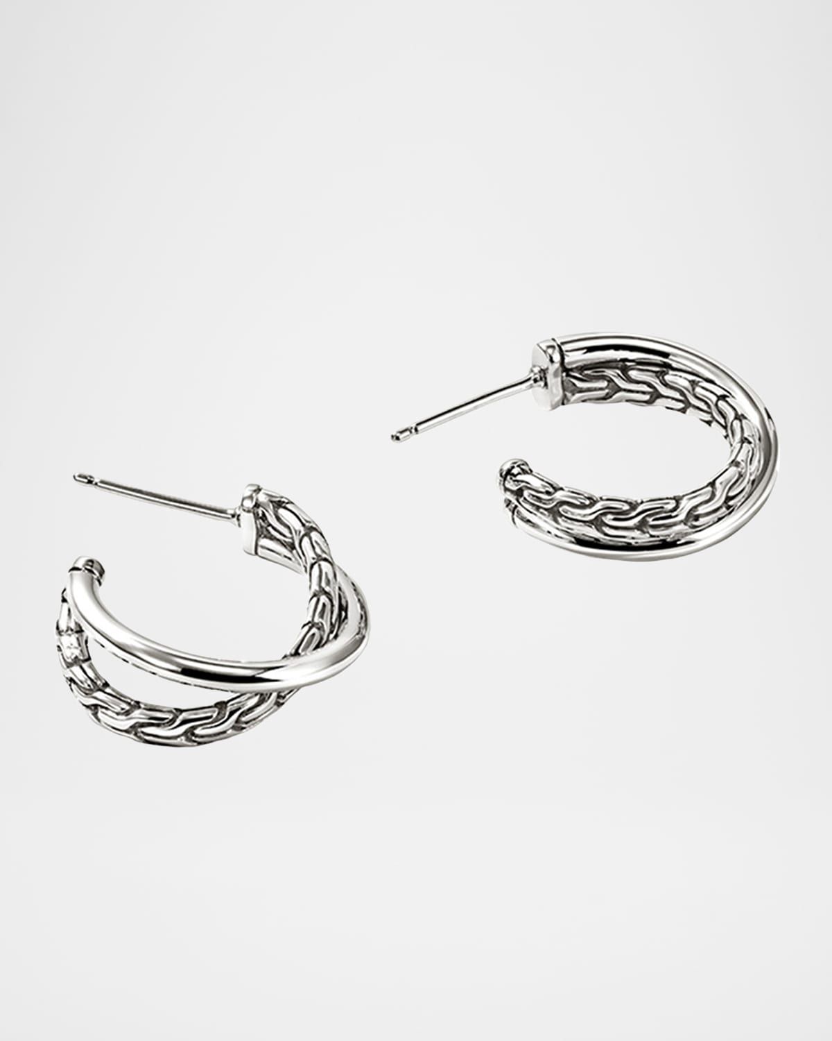 Sterling Silver JH Essential Crossover Earrings, 20.5mm