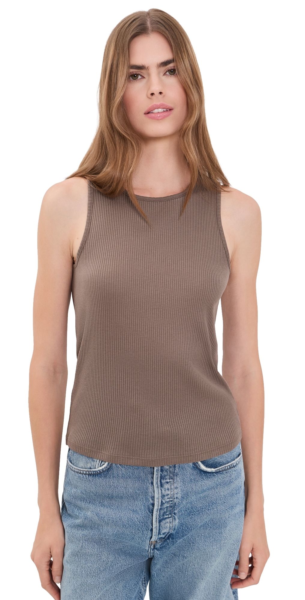 Vince Rib Shell Tank Taupe Haze XL