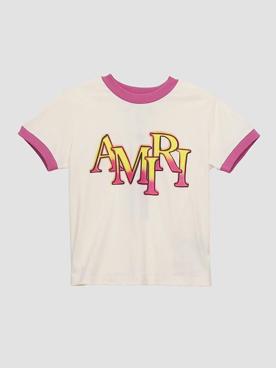 Little Kid's & Kid's Gradient Staggered Logo T-Shirt - Ivory - Size 8