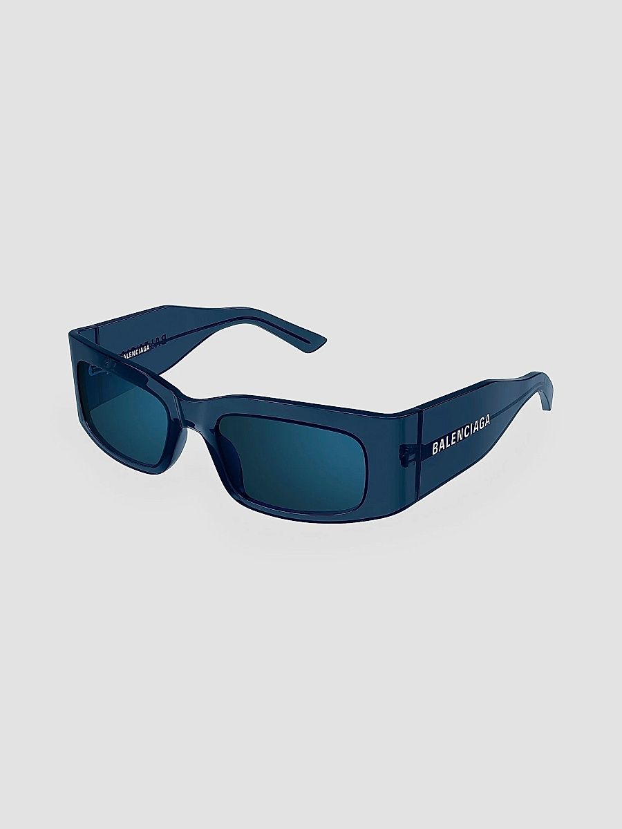 Balenciaga Men's Paper 56MM Rectangular Sunglasses - Navy Blue