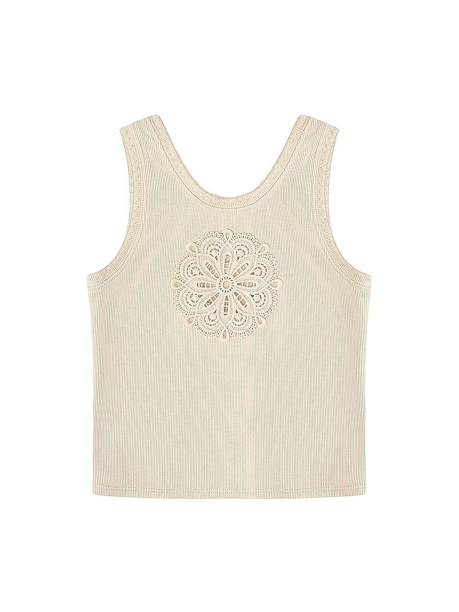 Little Girl's & Girl's Aster Eyelet Ribbed Tank - Ecru - Size 1 (Child)
