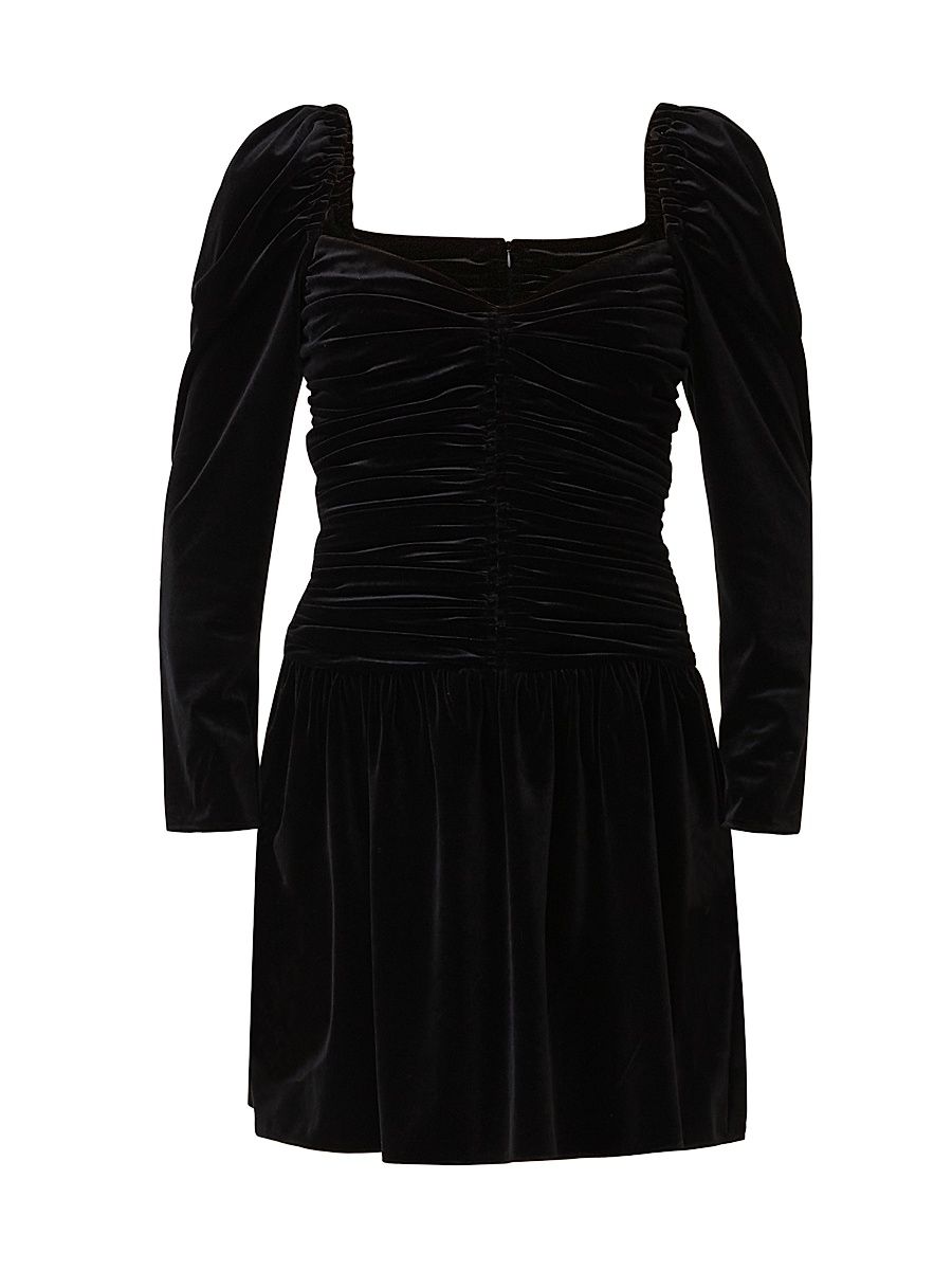 Shoshanna Women's Mari Ruched Velvet Minidress - Jet - Size 2