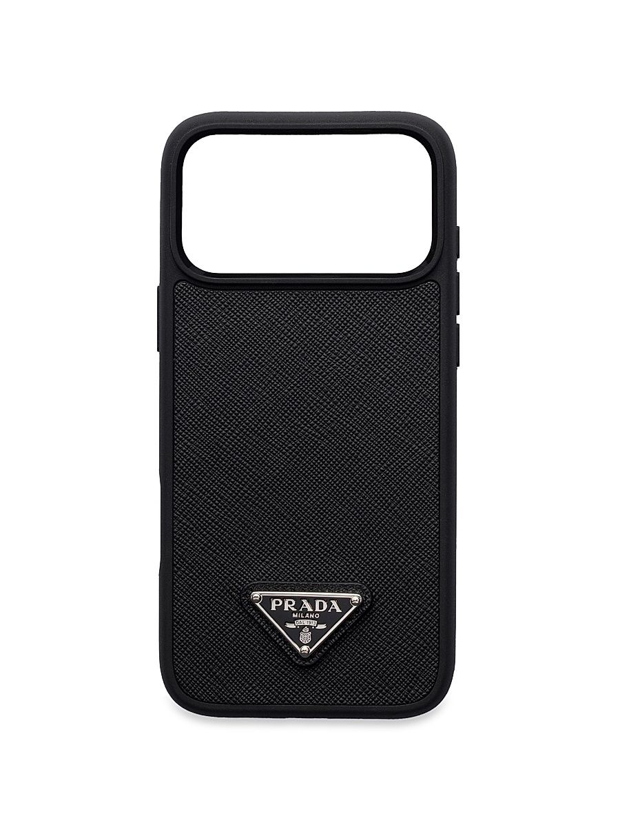 Women's Saffiano Leather Case for iPhone 17 Pro Max - Black