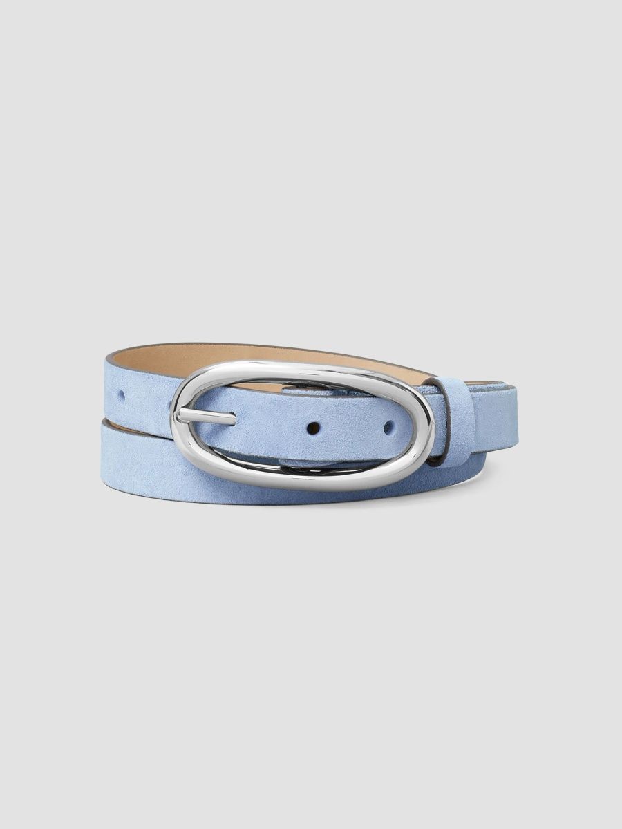 Tory Burch Women's Pierced Suede Belt - Steel Blue Silver - Size XS