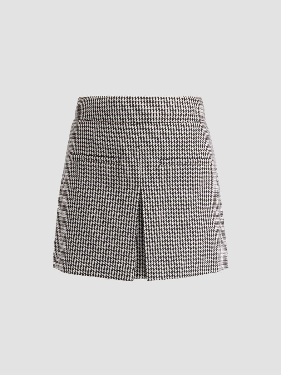 Veronica Beard Women's Pavaline Houndstooth Mini Skirt - Oatmeal Melange Black - Size 16