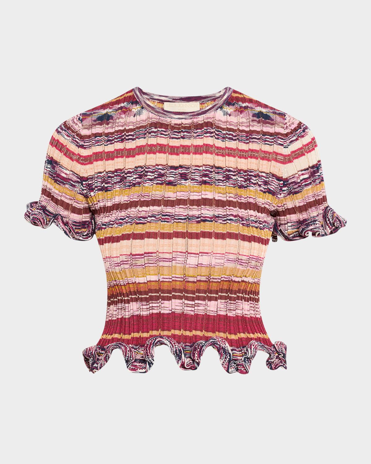 Miya Short-Sleeve Knit Ruffle Top