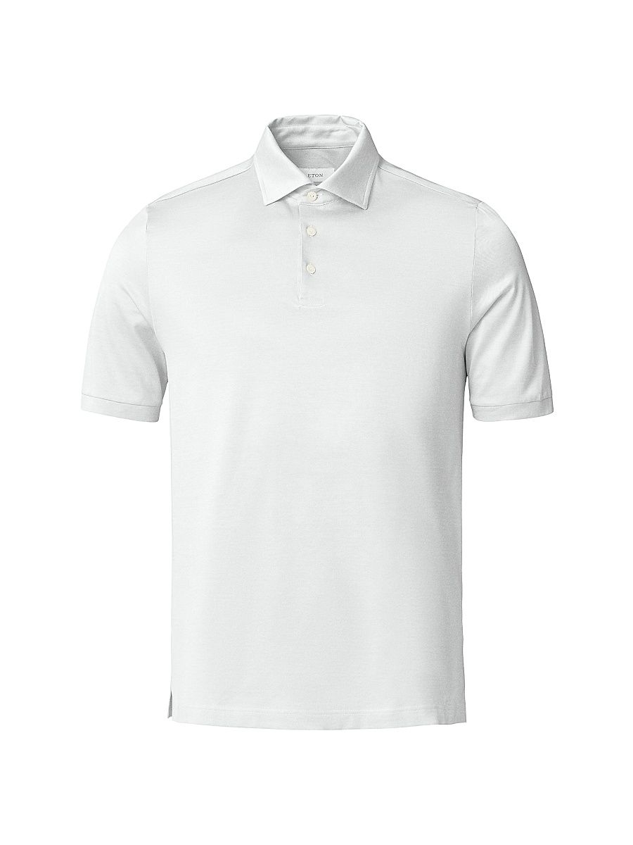 Men's Jaquard Filo Di Scozia Polo Shirt - White - Size XXL