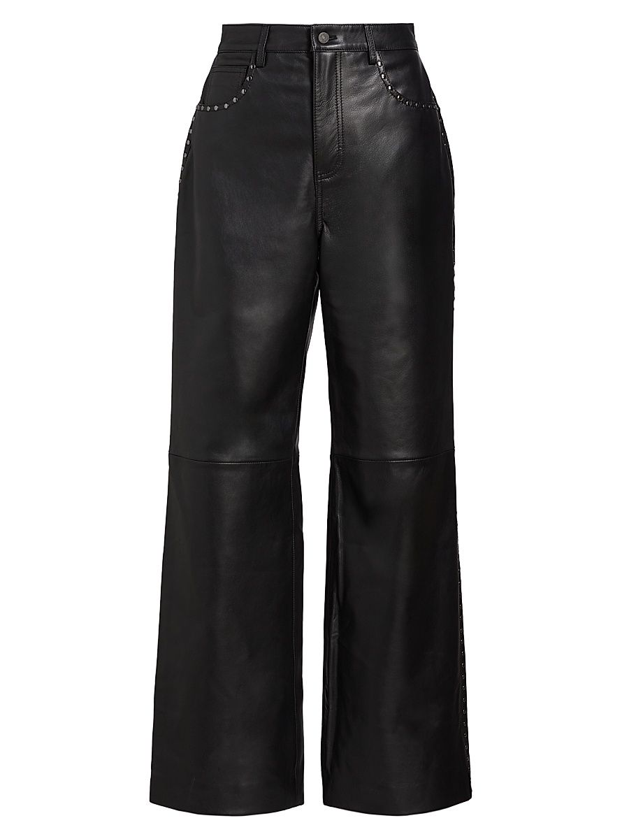 Women's Veda Kennedy Studded Leather Pants - Black - Size 2