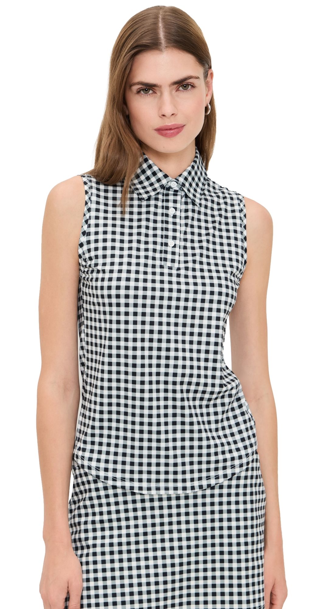 Rhone Course To Court Polo Top Pure Black Gingham S