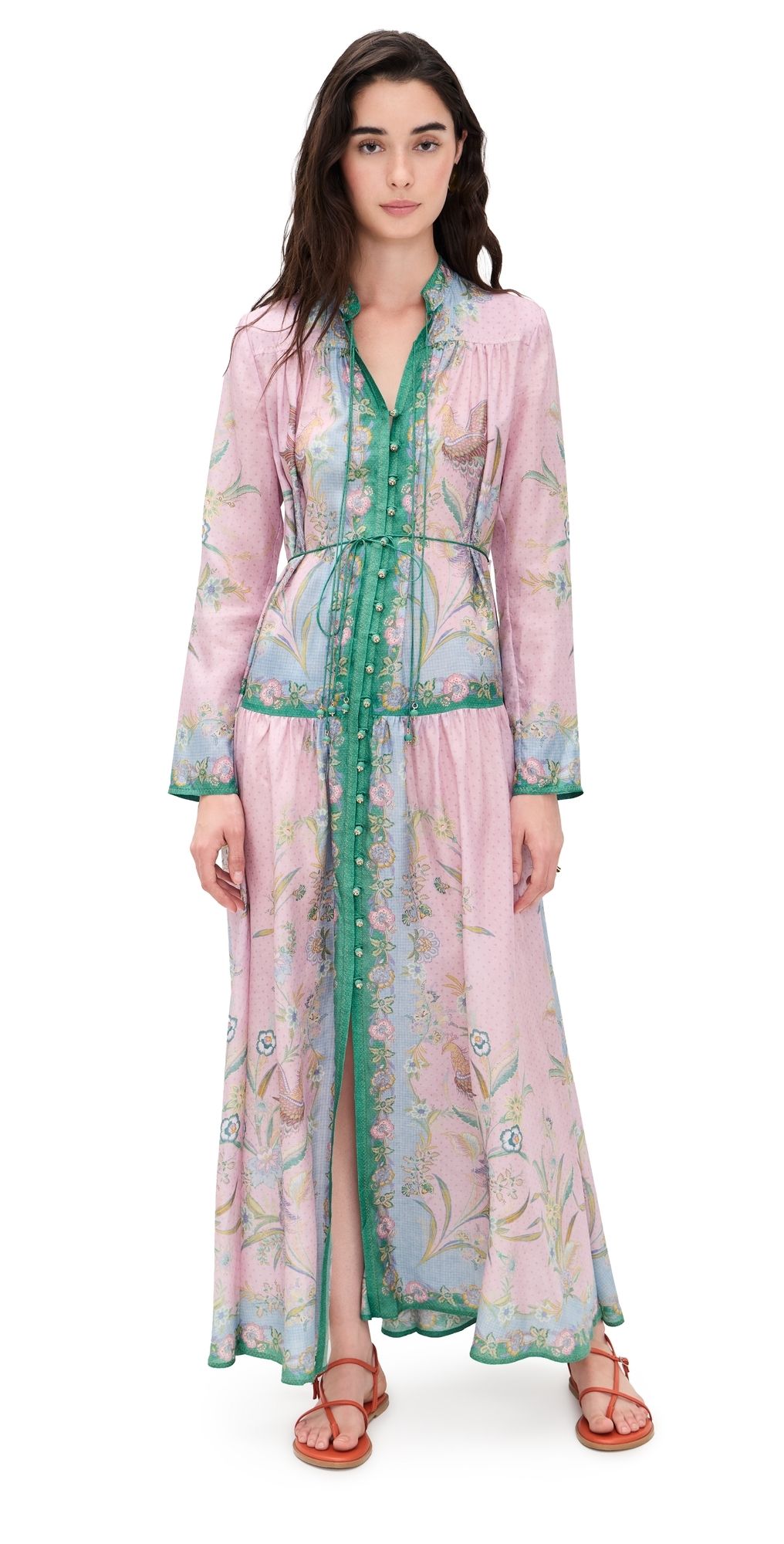 Zimmermann Indra Long Sleeve Silk Maxi Dress Lilac Scarf Floral 0