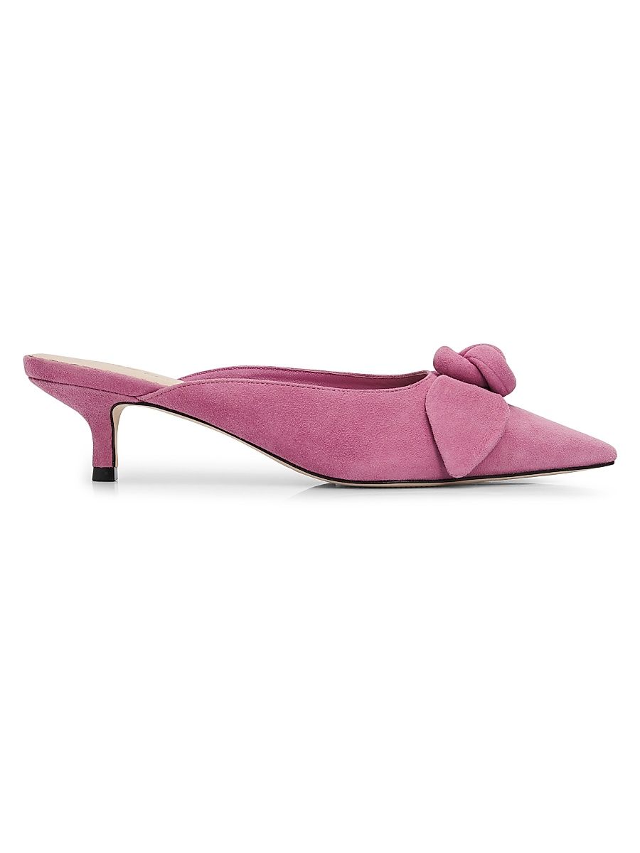 Women's Layla 50MM Knotted-Rose Suede Kitten-Heel Mules - Smoky Lilac - Size 11